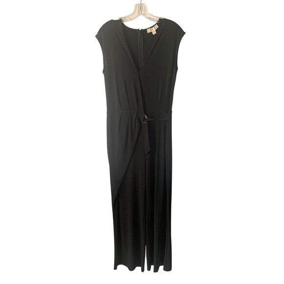 MICHAEL KORS Solid Black Sleeveless Wrap Front Women's Jumpsuit NWT Size Small - Picture 3 of 9